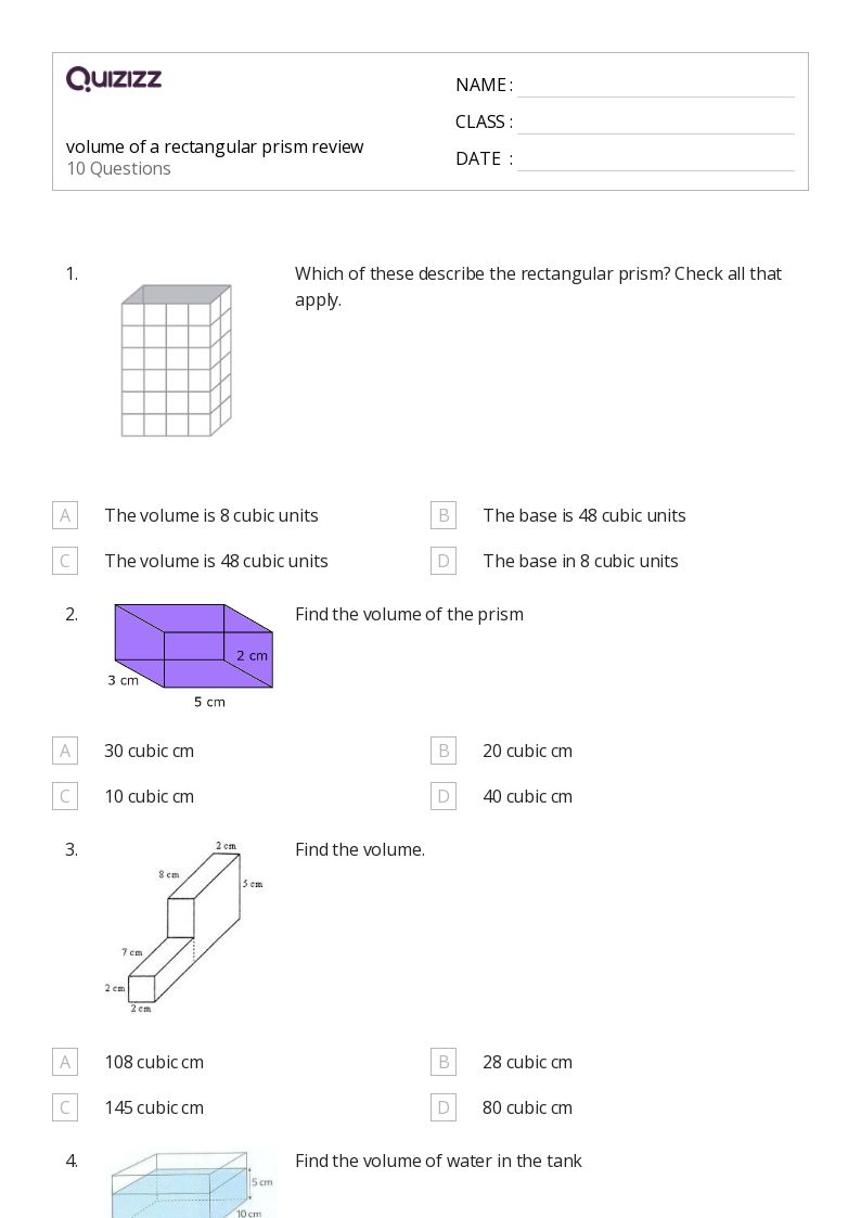 5Th Grade Volume Of Rectangular Prism Worksheet Trossweb