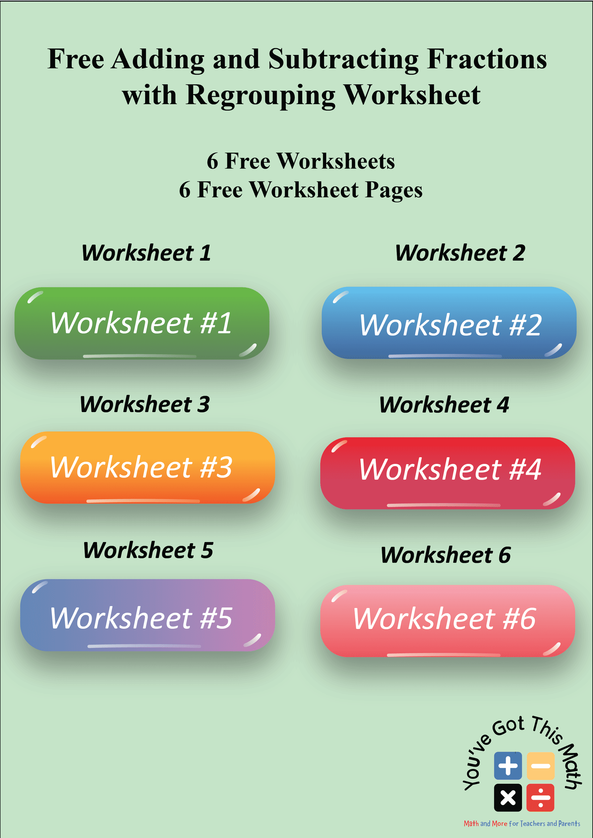 6 Free Adding And Subtracting Fractions With Regrouping Worksheet