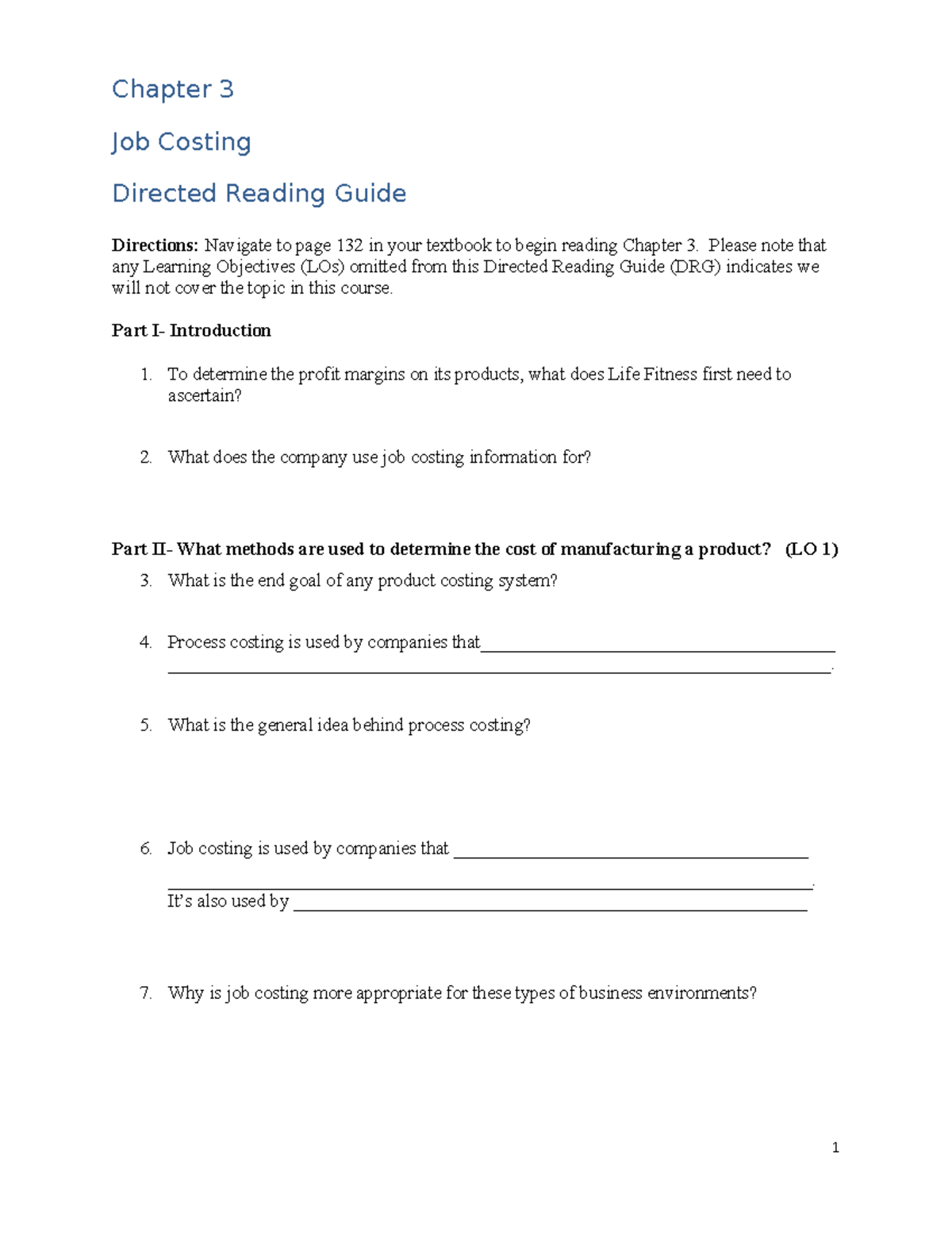 6E Ch 3 Directed Reading Guide Chapter 3 Job Costing Directed Reading