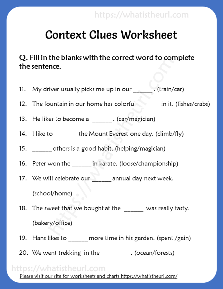 6Th Grade Context Clues Pdf