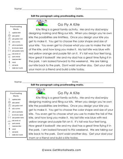 6Th Grade Editing Worksheet Proofreading And Editing Worksheets Grade