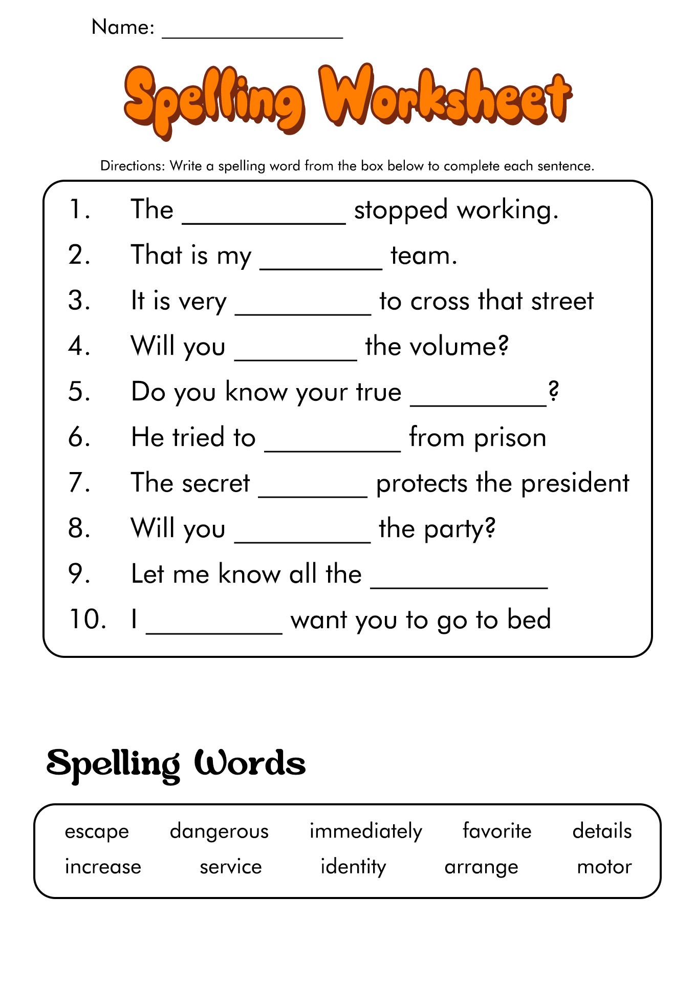 5 Fun Spelling Worksheets for 6th Grade