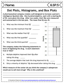 6Th Grade Statistics Probability Worksheets Sp Math Activities