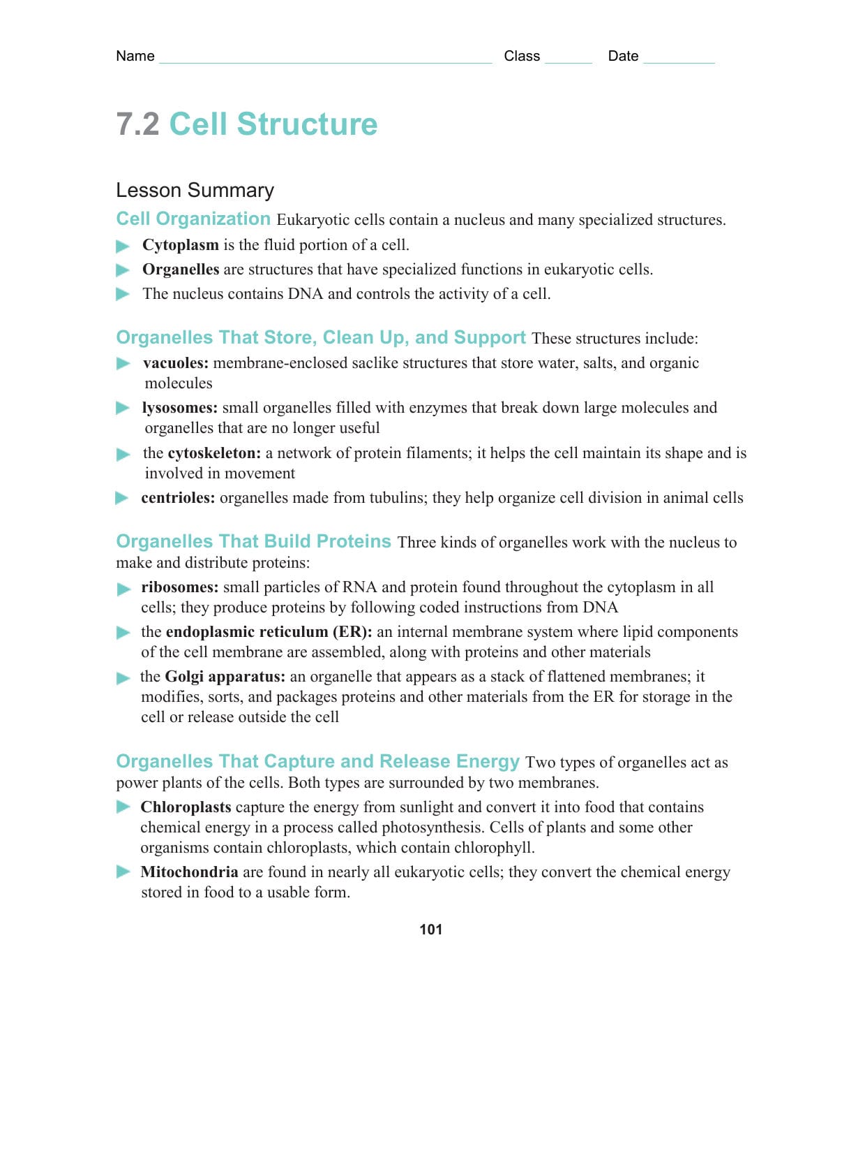 7 2 Cell Structure Worksheet Answer Key Biology Db Excel Com