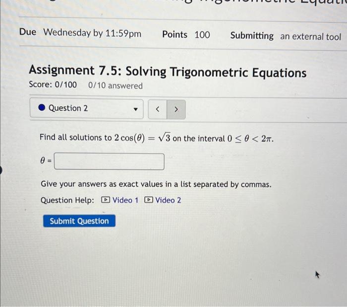 7 5 Solving Trigonometric Equations Answers