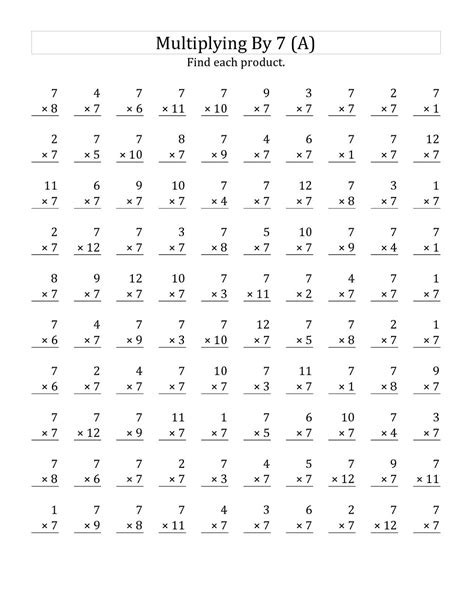 7 Essential Multiplication Worksheet Exercises