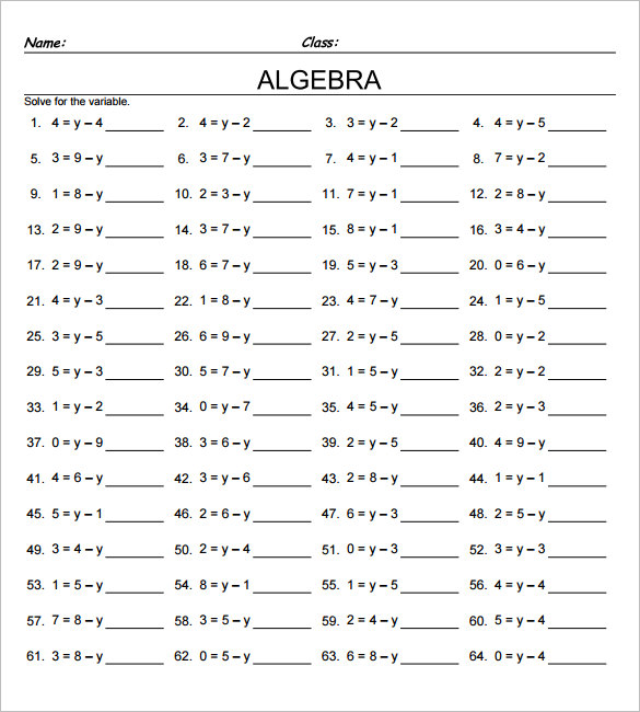 Free 7th Grade Algebra Worksheets for Easy Learning