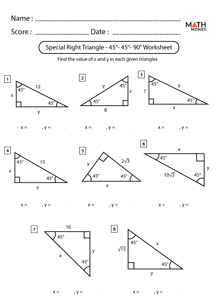 8 2 Special Right Triangles Worksheet Answers Homemadeked