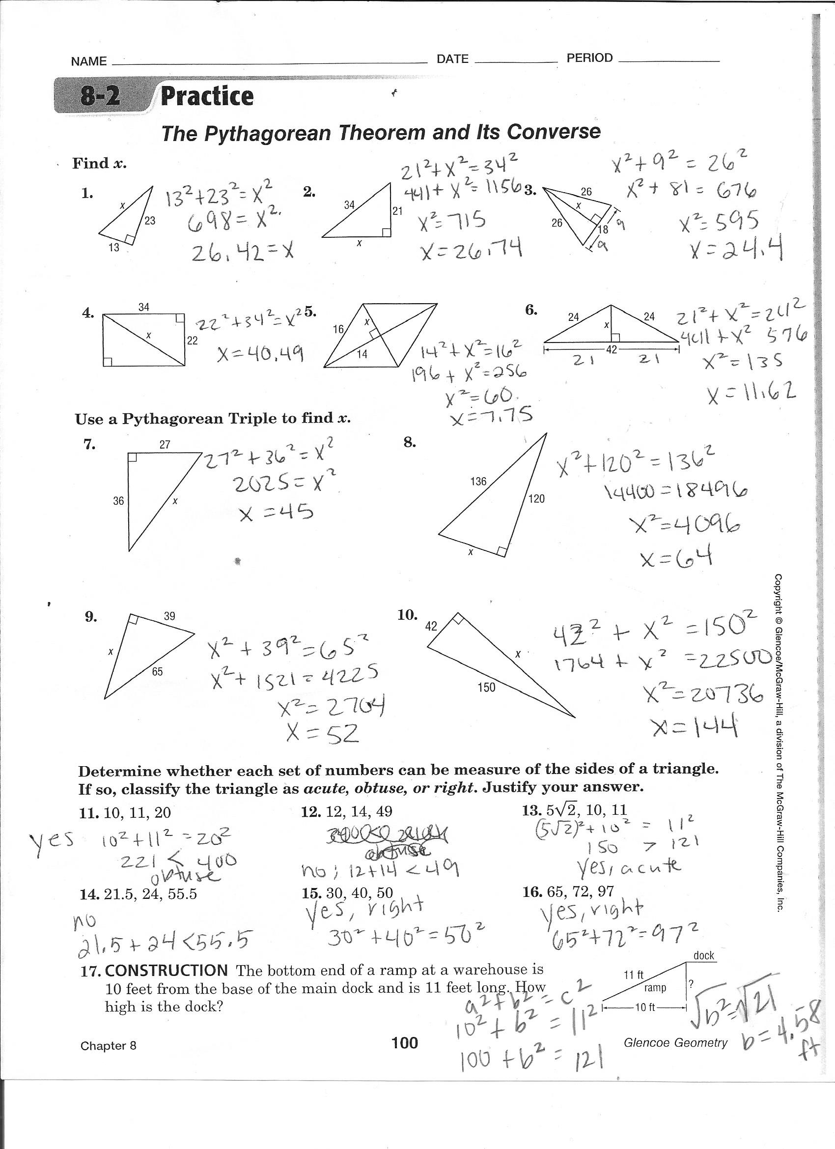 8 3 Skills Practice Special Right Triangles Worksheet Answers