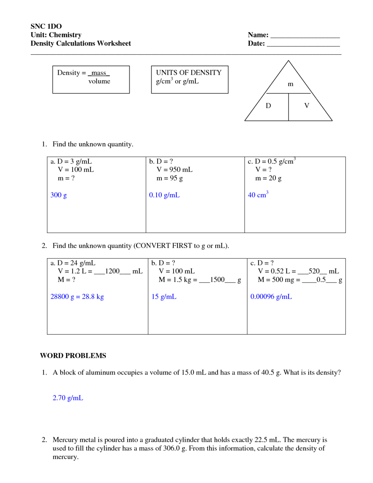 8Th Grade Science Worksheets Density Scienceworksheets Net