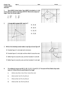 8Th Grade Transformations Editable Test By Mrscvetan Tpt