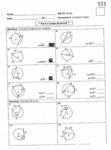 9 5 Inscribed Angles Worksheet Answers Angleworksheets Com