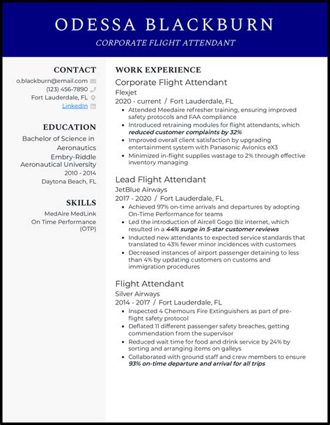 9 Flight Attendant Resume Examples Guide For 2025