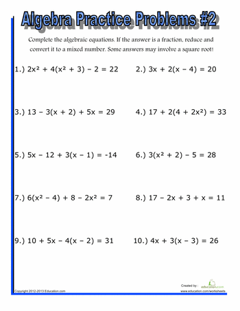 9Th Grade Algebra Problems Worksheet Thekidsworksheet