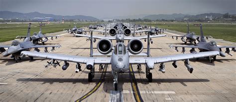 A 10 And F 16 Aircraft Elephant Walk At Osan Air Base South Korea Youtube