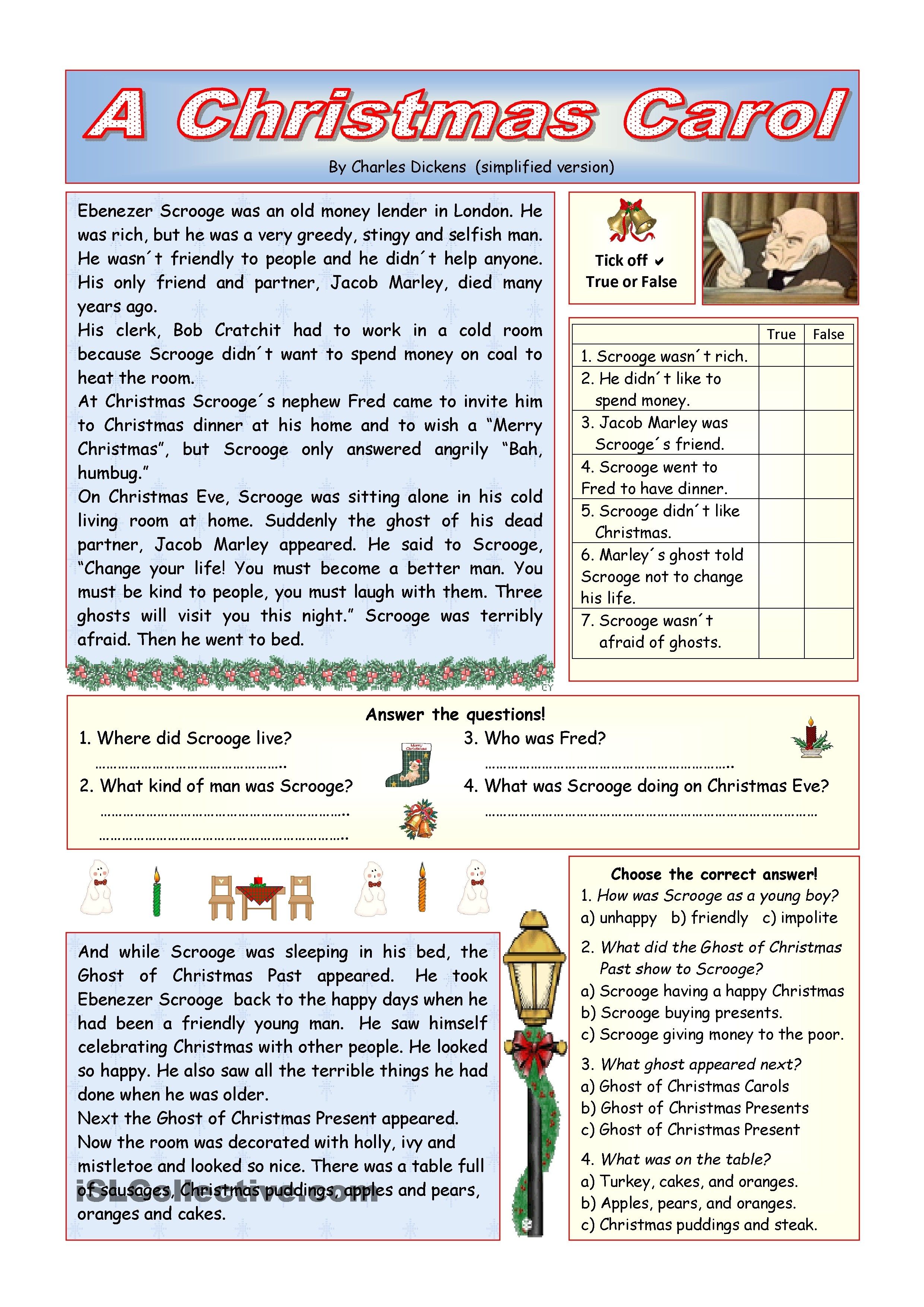 A Christmas Carol Activities Worksheets For The Play Version Etsy