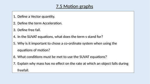 A Level Physics 7 5 Motion Graphs Kinematics On The Move Teaching Resources