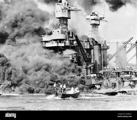 A View Of The Uss West Virginia In Flames In Pearl Harbor Hawaii Dec 7 1941 Us Navy Reuters