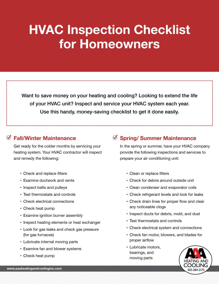 Aaa Hvac Inspection Checklist For Homeowners 1