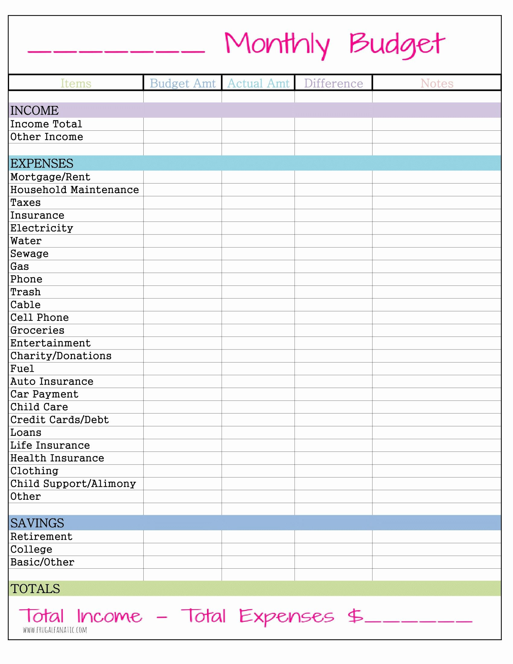 Aarp Monthly Budget Worksheet