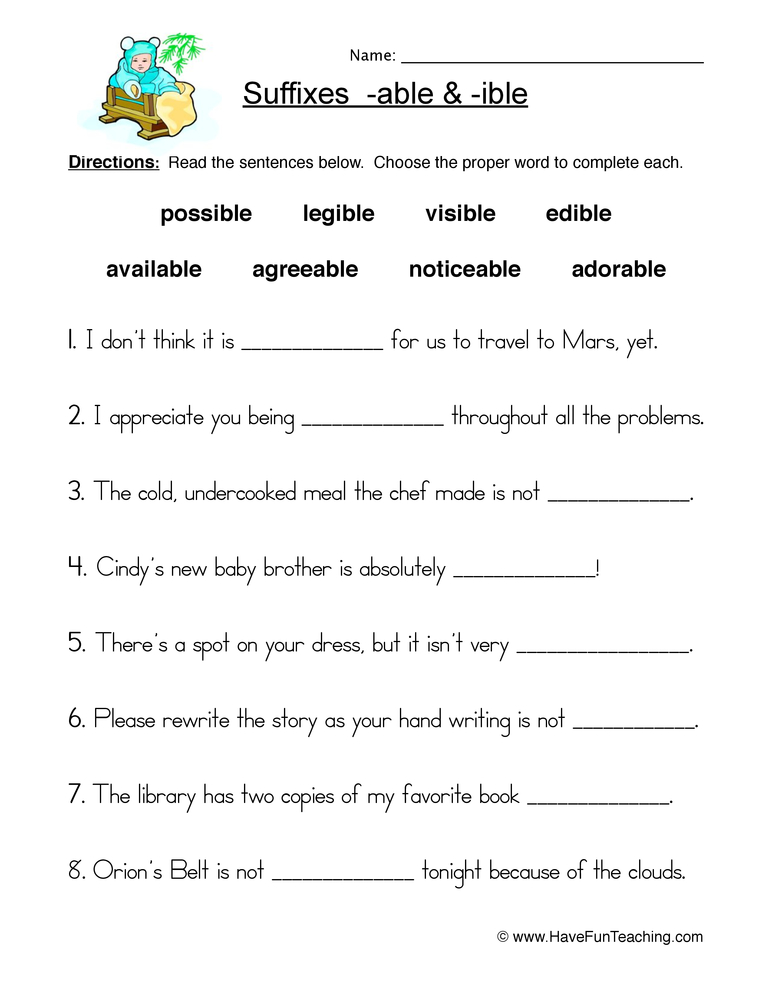 Able Suffixes Worksheet Teach Starter