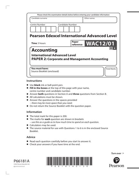 Accounting Paper 2 Edexcel