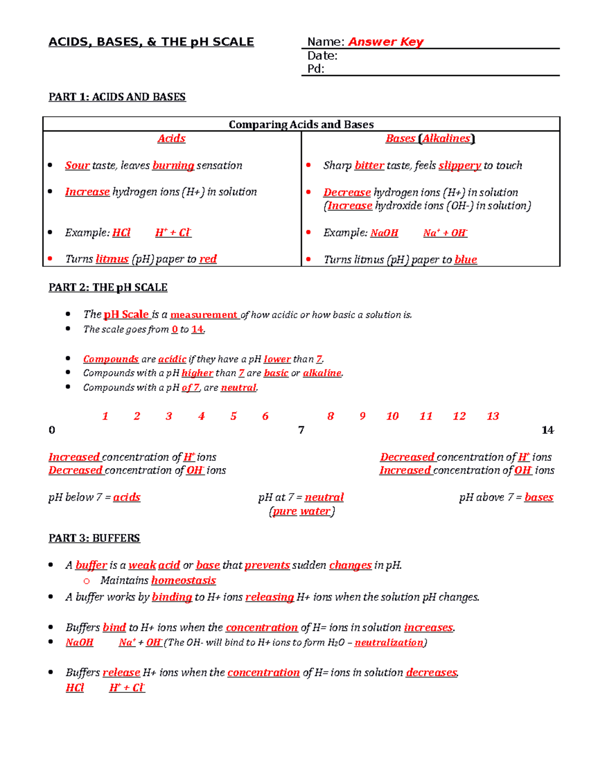 Acids And Bases Answer Key Bomtron