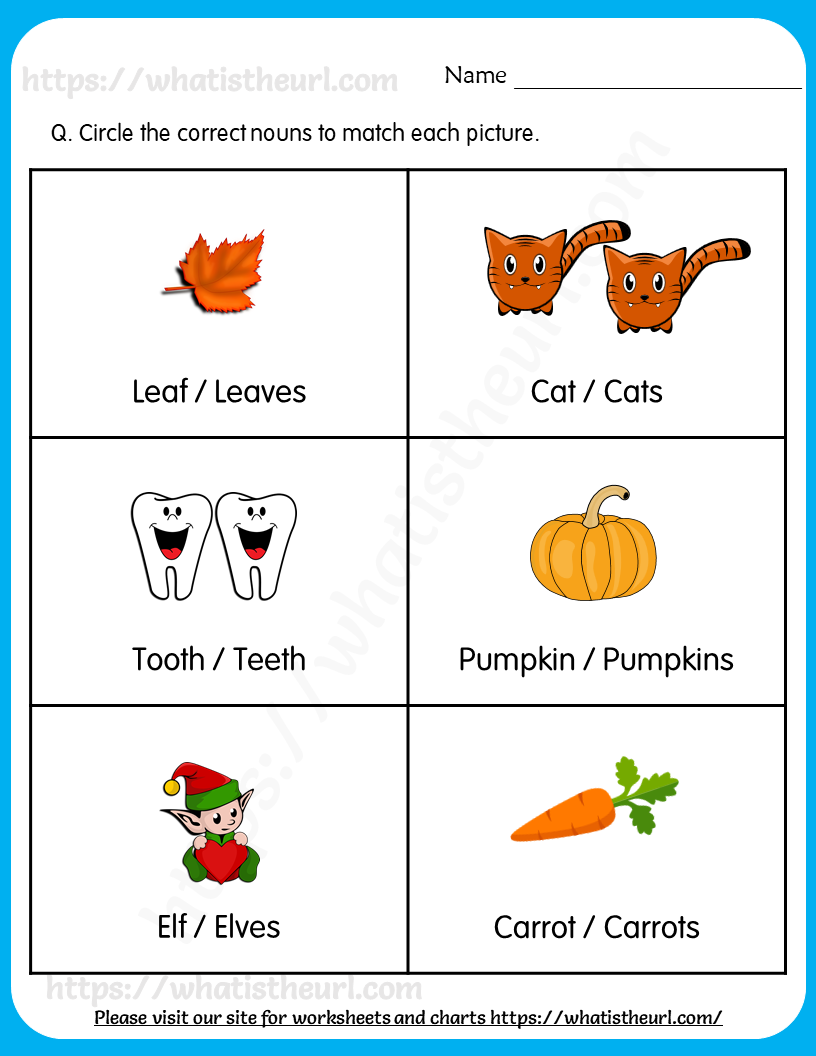 Activities For Singular And Plural Nouns