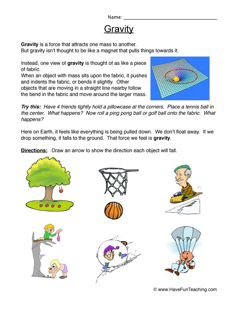 Activity Sheet About Friction And Gravity