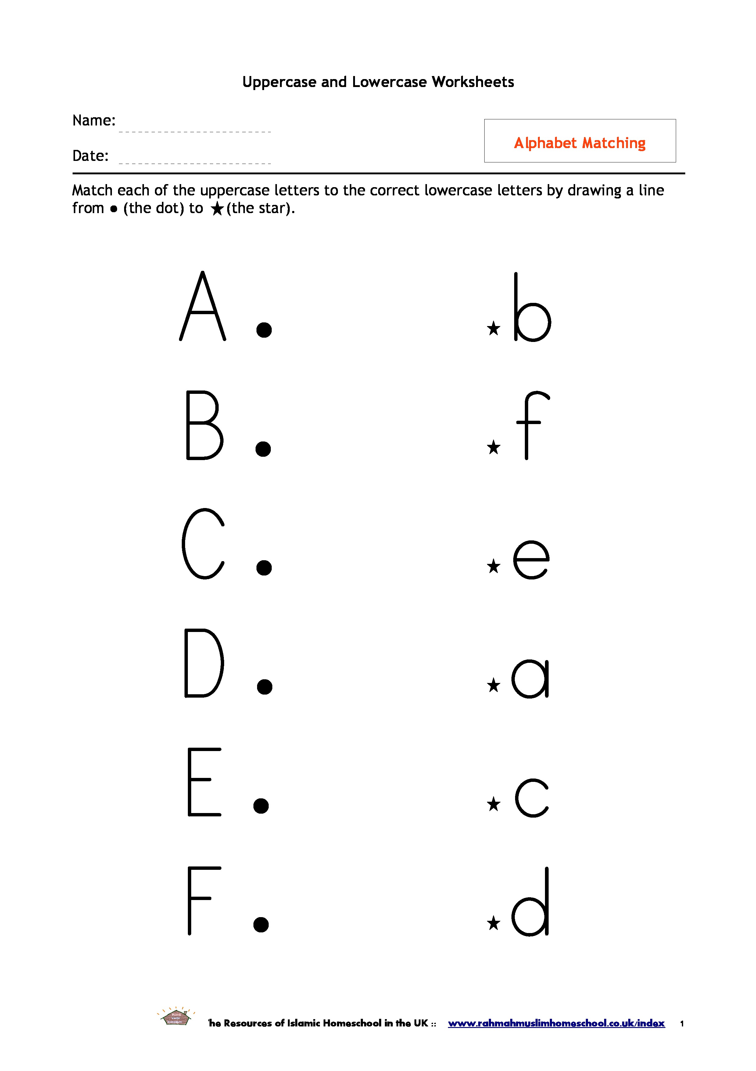 Activity Upper Lower Case Matching Abc Teachersmag Com