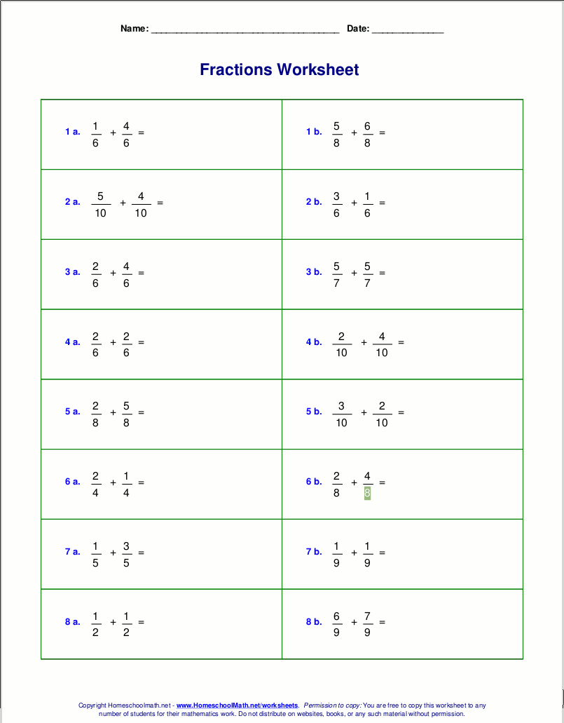 Add Fractions with Ease: Same Denominator Worksheet Fun