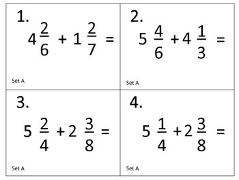 Add Mixed Numbers With Unlike Denominators Task Cards By Virginia Conrad