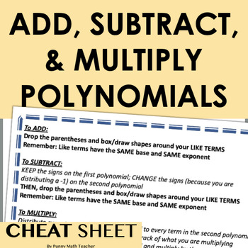 Add Subtract And Multiply Polynomials Word Scramble Polynomial