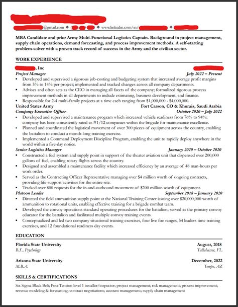 Added My First Civilian Job After Transitioning Out Of The Army Please Critique R Resumes