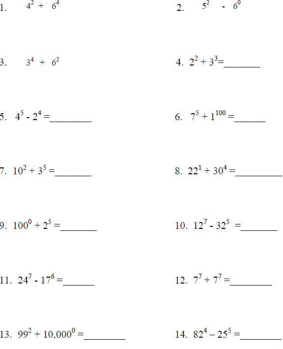 5 Essential Worksheets for Mastering Exponent Operations