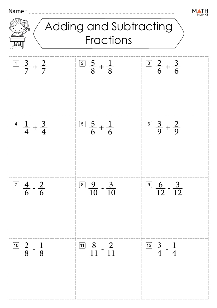 Adding And Subtracting Fractions Worksheet For 5Th Grade