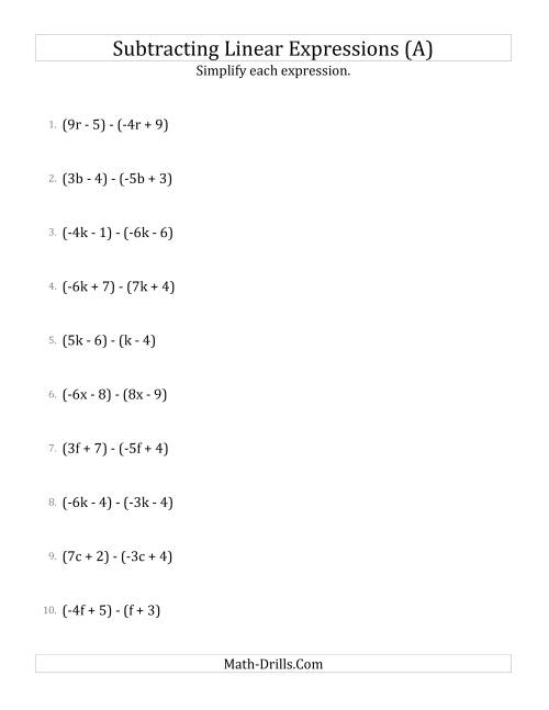 Adding And Subtracting Linear Expressions By 123 Math Tpt