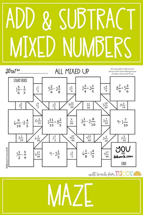 Mixed Numbers Addition and Subtraction Worksheets