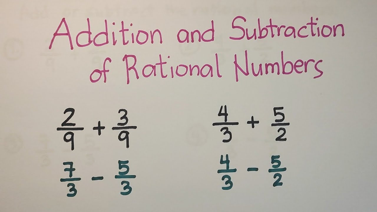 Adding And Subtracting Rational Numbers