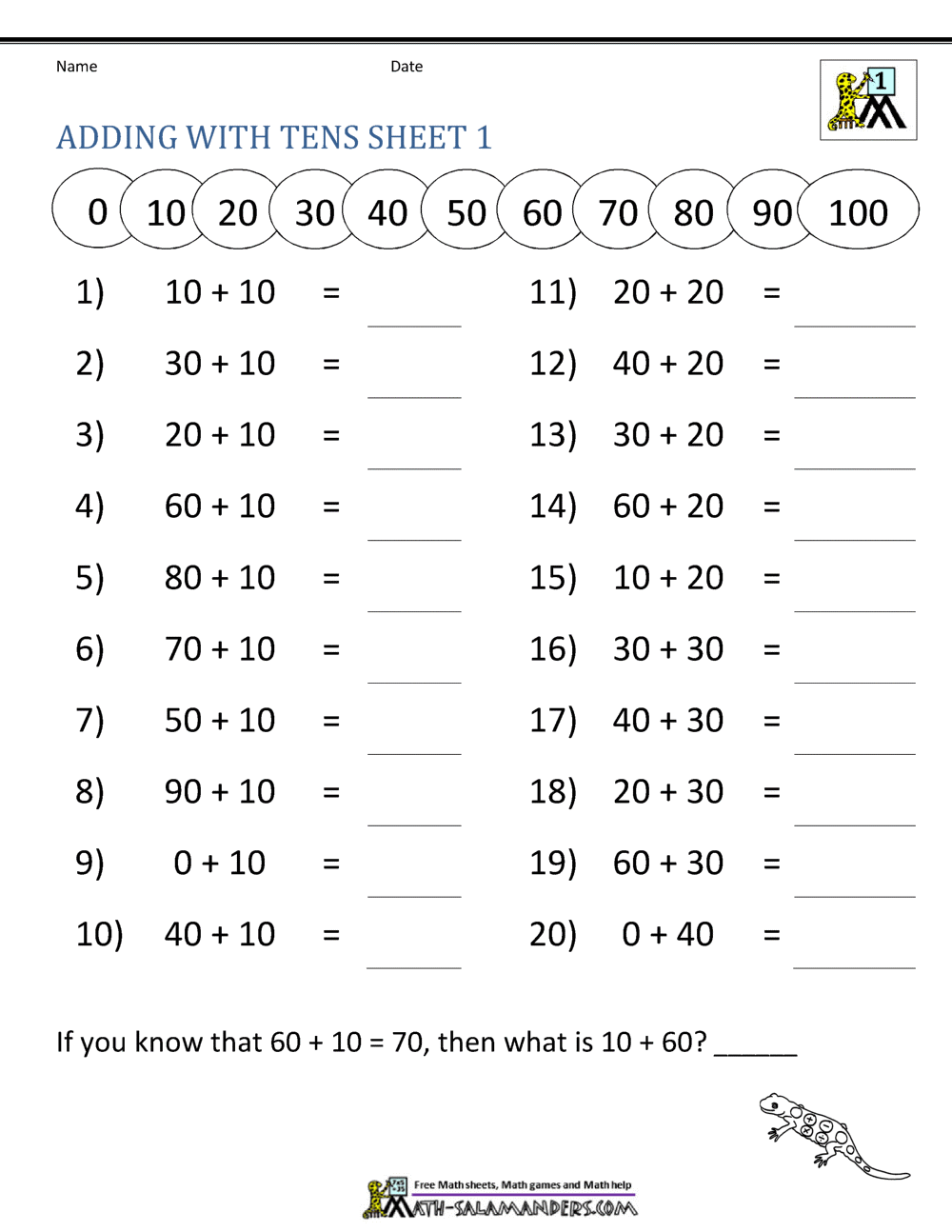 Adding In 10S Worksheet Live Worksheets