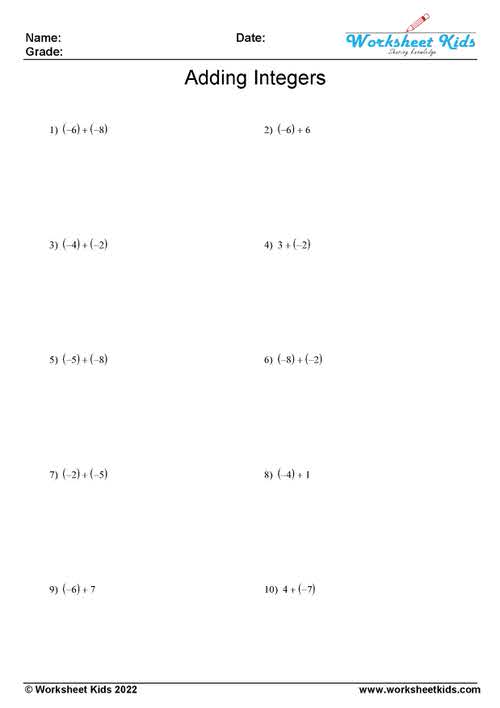 Adding Integers Subtracting Integers Worksheet Mrs Worksheets Library