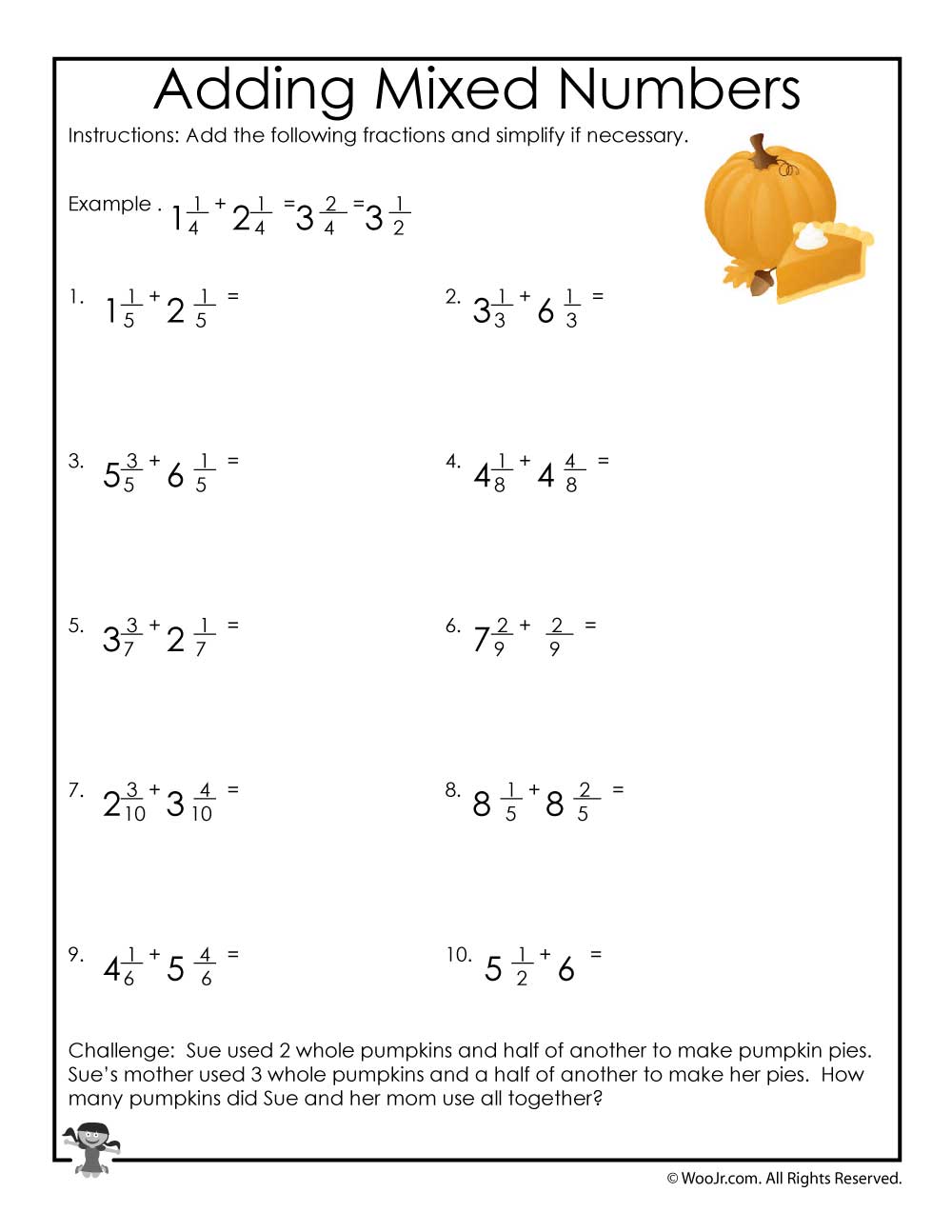 Adding Mixed Numbers 4Th Grade