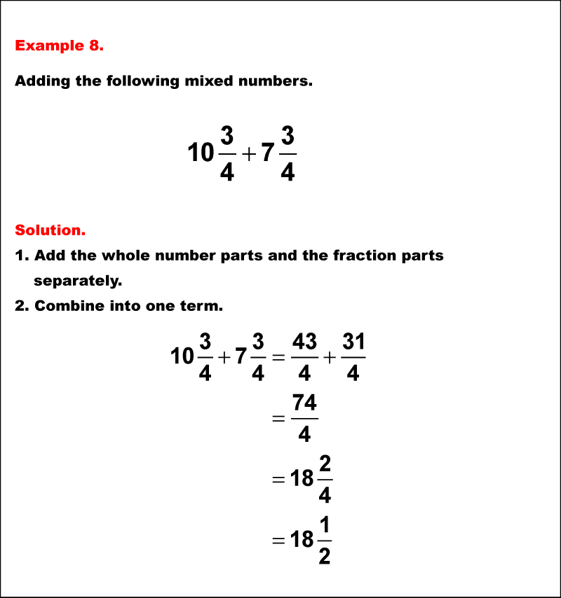 Adding Mixed Numbers With Common Denominators