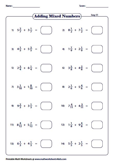 5 Ways to Add Mixed Numbers with Same Denominator