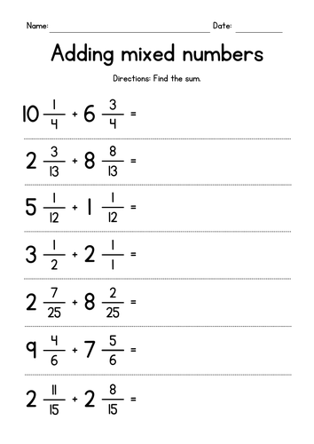 Adding Mixed Numbers With Unlike Denominators Worksheet With Answers Worksheet Now