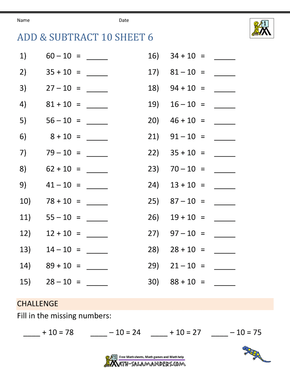 Free Printable Adding Subtracting Worksheets for Kids