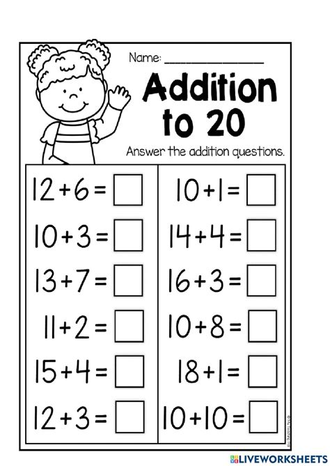 Adding To 20 Free Worksheets