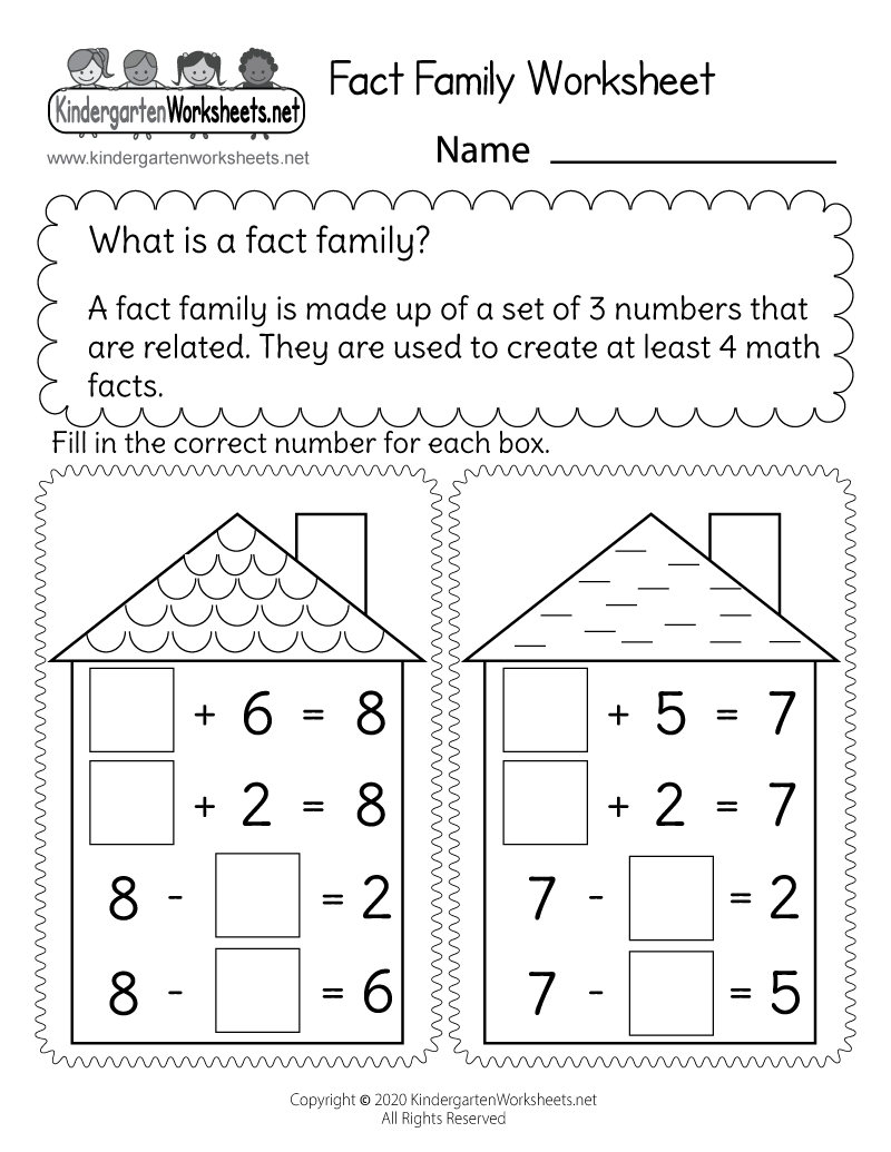 Addition And Subtraction Fact Families Worksheets Teaching Resources