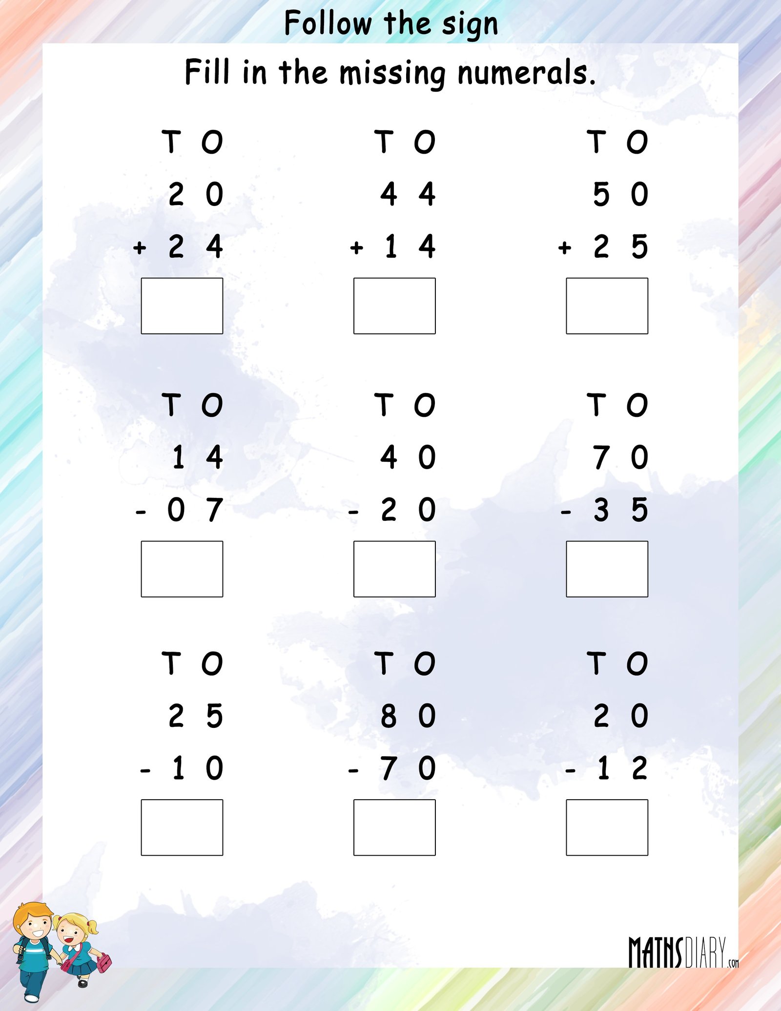 Addition And Subtraction Worksheets Template Business