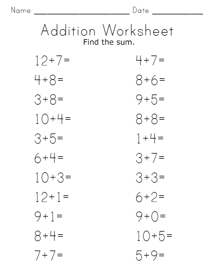 Free Addition Worksheets to Boost Math Skills